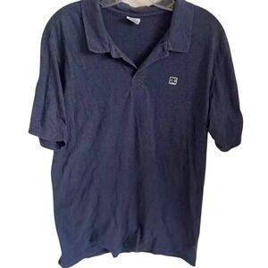 DC Shoes Men's Polo Shirt Dark Navy Blue Logo Short Sleeve Collared Y2K Size L